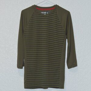 Mens Coop Cycles Green Striped Athletic Shirt Size S (100% polyester)